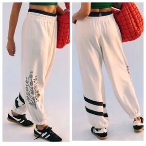 FP Movement by Free People Cream Joggers with Black Stripes